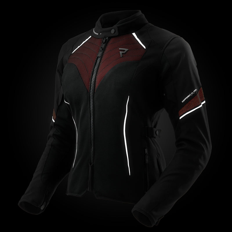 Rebelhorn Jax Lady Textil MC-Jacka - Svart/Röd