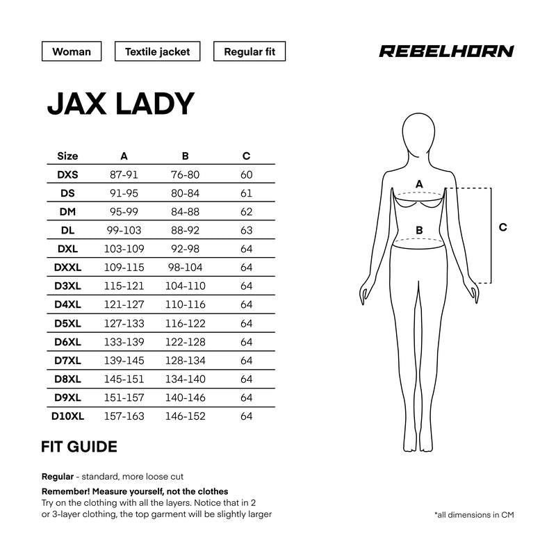 Rebelhorn Jax Lady Textil MC-Jacka - Svart/Neongul