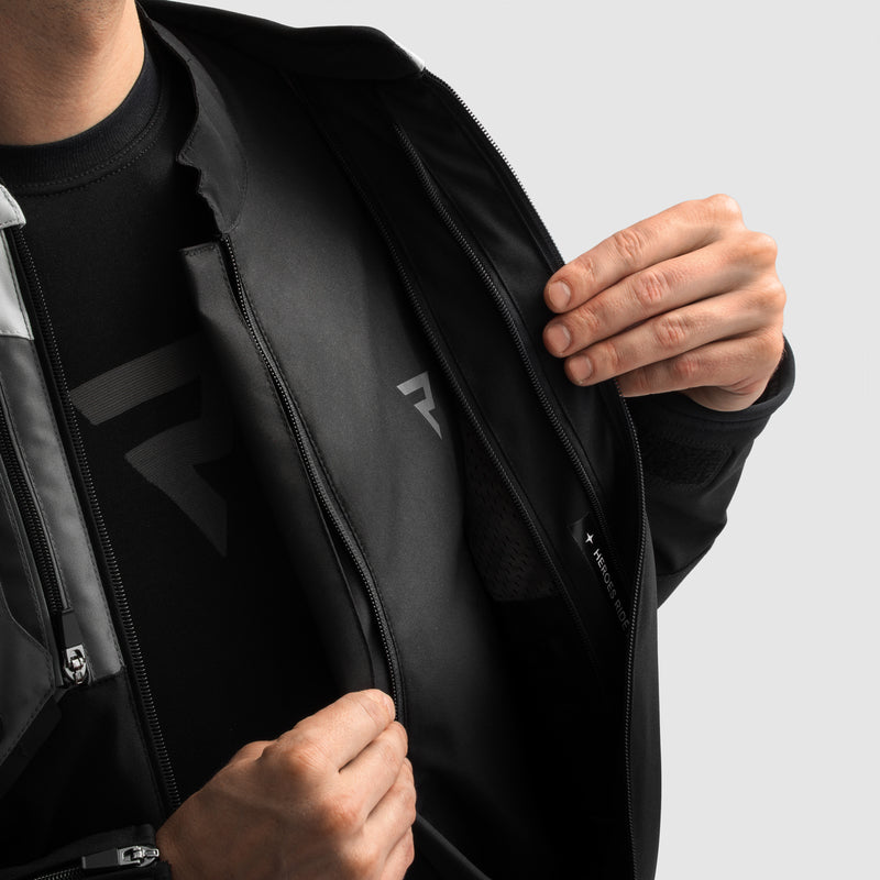 Rebelhorn Borg II Textil MC-jacka – Svart/Grå/Röd