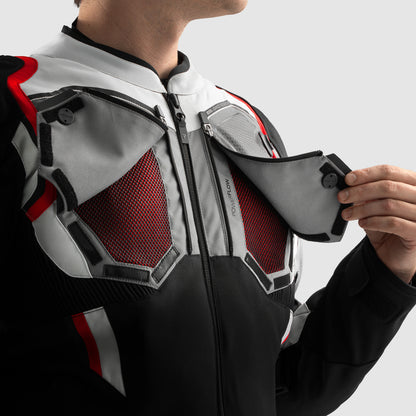 Rebelhorn Borg II Textil MC-jacka – Svart/Grå/Röd