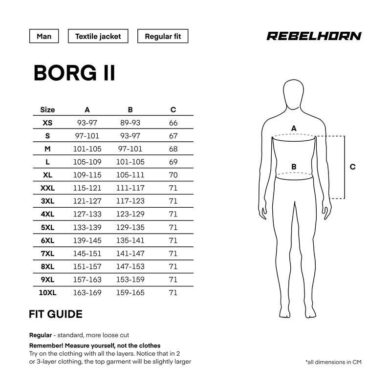 Rebelhorn Borg II Textil MC-jacka – Svart/Grå/Röd