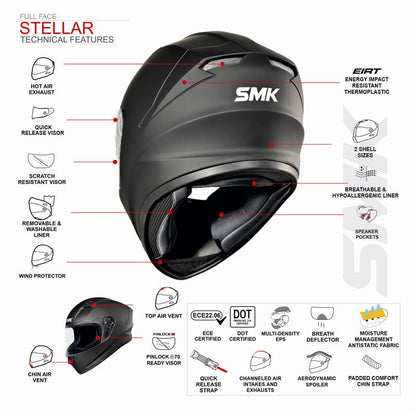 SMK Stellar Solid Helhjälm - Mattsvart